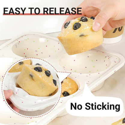 CAKETIME Mini Muffin Pan, Metal Reinforced Frame Mini Cupcake Pans 24 Cups Nonstick Muffin Silicone Molds with Handle for Baking Muffins, Cupcakes, Egg Bites 2 Pack