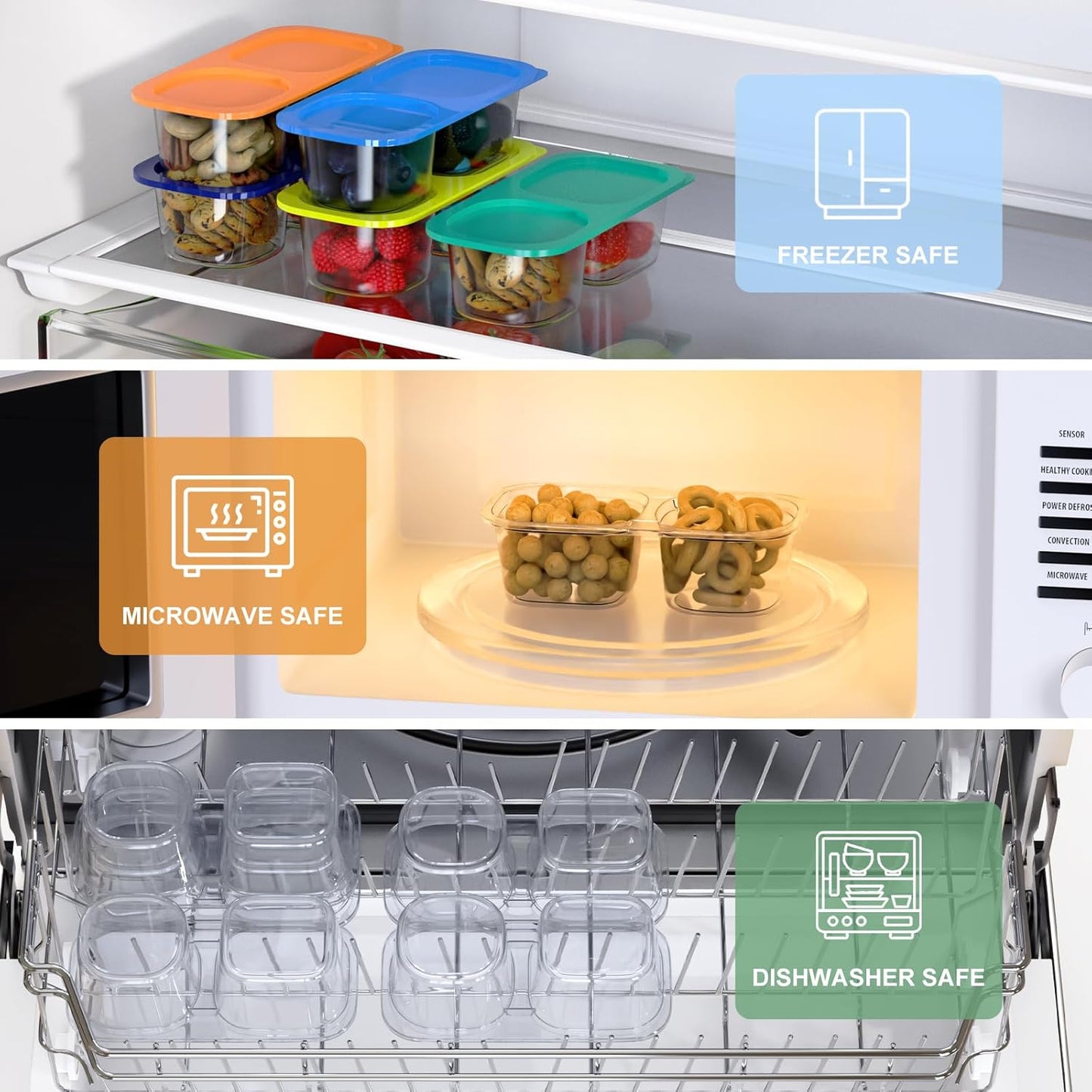 Snack Pack Containers for Kids, 5 Pack Reusable Snack Containers with Lids, 2 Compartment Small Bento Snack Box, BPA-Free, Lunchbox Accessories for Travel