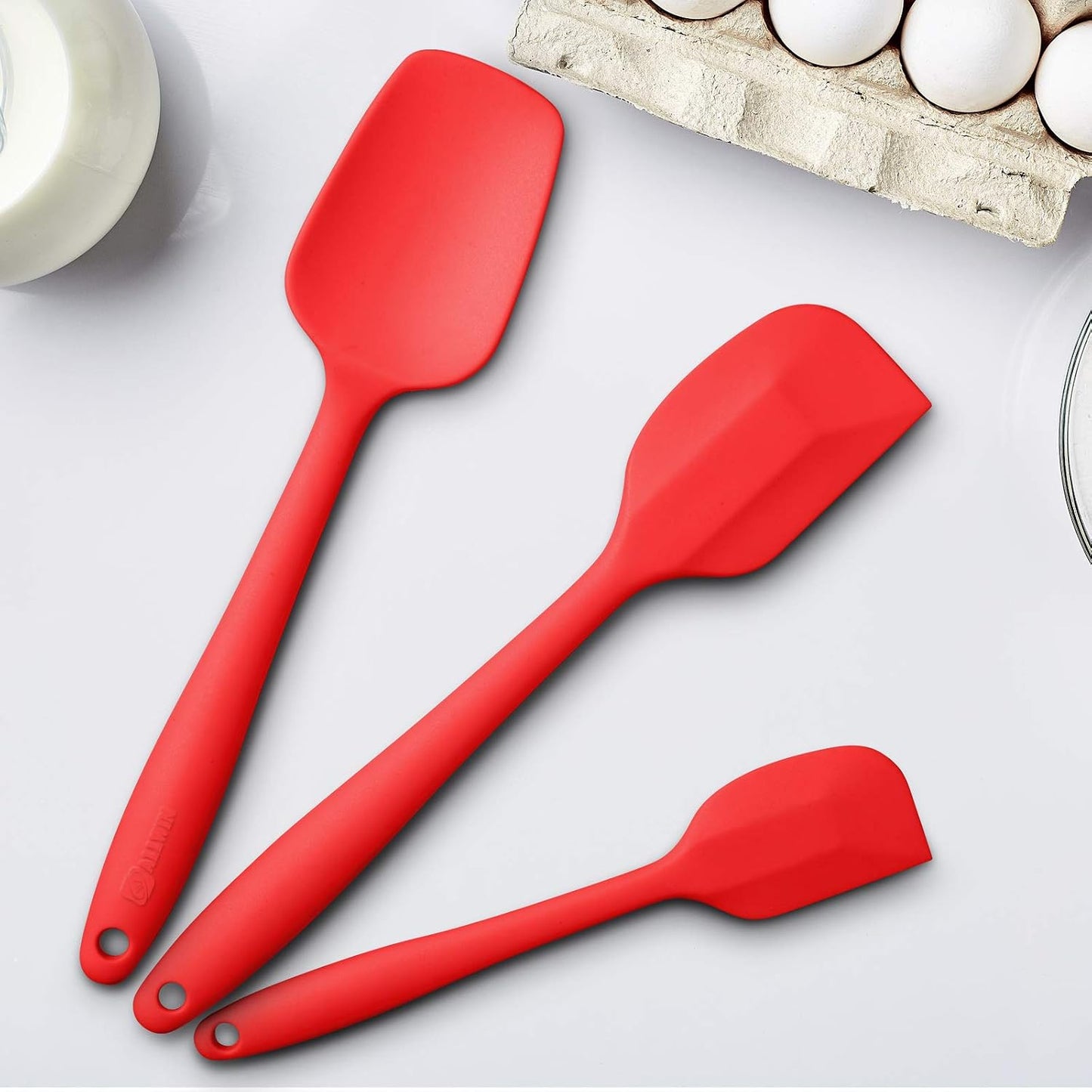 Silicone Spatula 3-piece Set, Ergonomic Handle High Heat-Resistant Spatulas, Non-stick Rubber Spatulas with Stainless Steel Core, Black