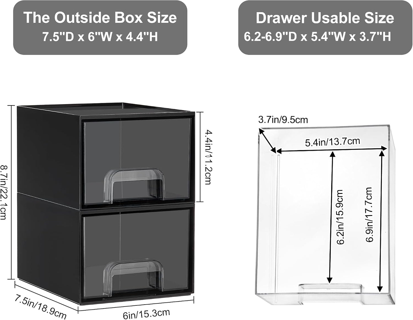 Vtopmart 10 Pack Small Clear Stackable Storage Drawers, Acrylic Bathroom Makeup Organizer, Plastic Storage Bins For Vanity, Undersink, Kitchen Cabinets, Pantry, Home Organization