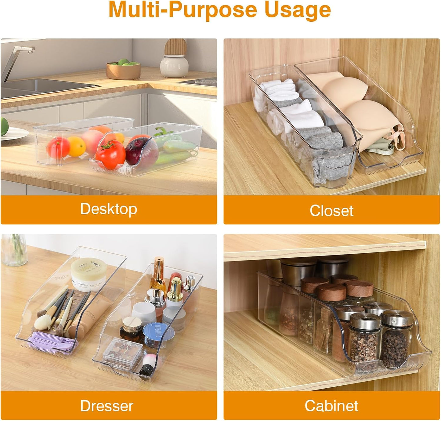 OTraki 6 Pack Fridge Organizer Storage Bins Drink Organizer for Fridge include Soda Can Dispenser Egg Holder Storage Bin with Handle Soda Organizer for Refrigerator Kitchen Countertop BPA Free