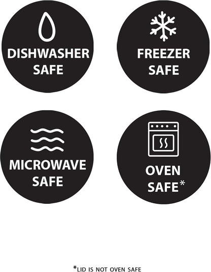 Fit & Fresh Divided, 5-Pack, Two Compartments, Set of 5 Containers with Locking Lids, Glass Storage, Meal Prep Containers with Airtight Seal, 27 oz.