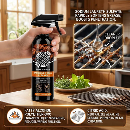 Grill Cleaner Spray for Outdoor Grill, Heavy Duty BBQ Grill Cleaner Spray for Grates and Racks, All Purpose Kitchen Grease Remover for Griddle, Oven, Stovetop and Countertops (8oz*1)