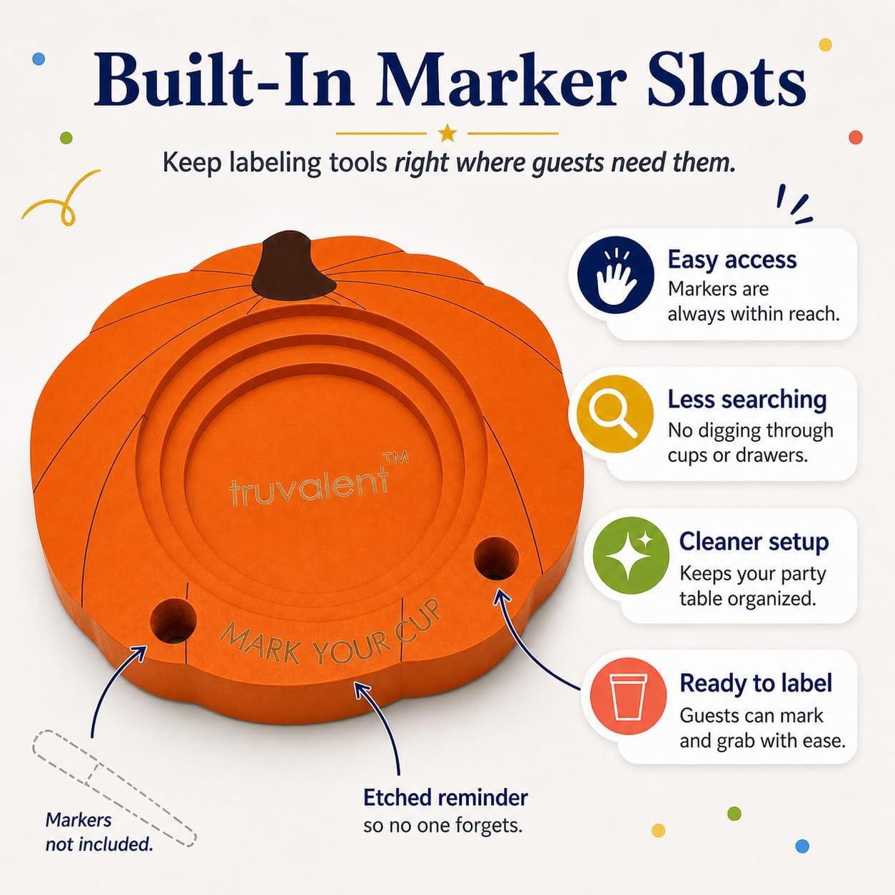 Party Cup Holder for 3-4" Cups - Hosting Essential to Prevent Mix-Ups & Reduce Waste - Sturdy Drink Organizer with Rubber Feet for Birthdays, BBQs, & Holiday Gatherings (Cups & Markers Not Included)