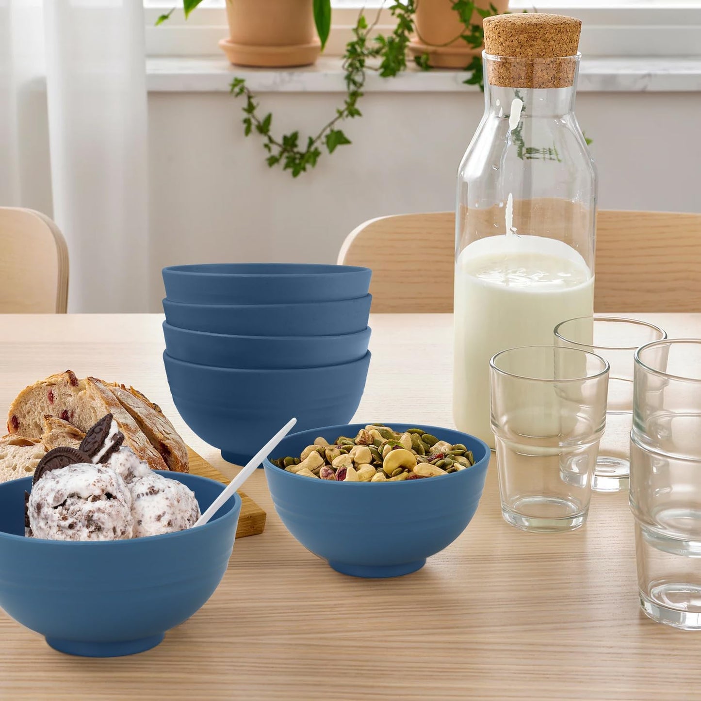 Wheat Straw Bowl Sets,8 PCS Unbreakable Cereal Bowl 26 OZ,Microwave and Dishwasher Safe Bowls,Bowl Sets for Camping and Picnic BPA Free Colorful Salad Bowls for Serving Soup,Oatmeal and Fruit Etc…