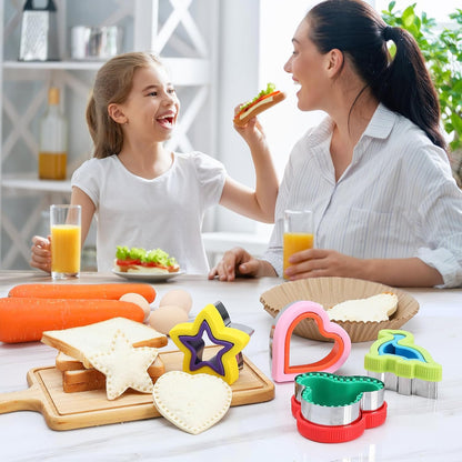 8 Pieces Sandwich Cutters and Sealer, Decruster Sandwich crimpers for Making Sandwiches, Hamburgers, Pies, with Vegetable Fruit Cutters for Kids Lunch Box and Bento Box