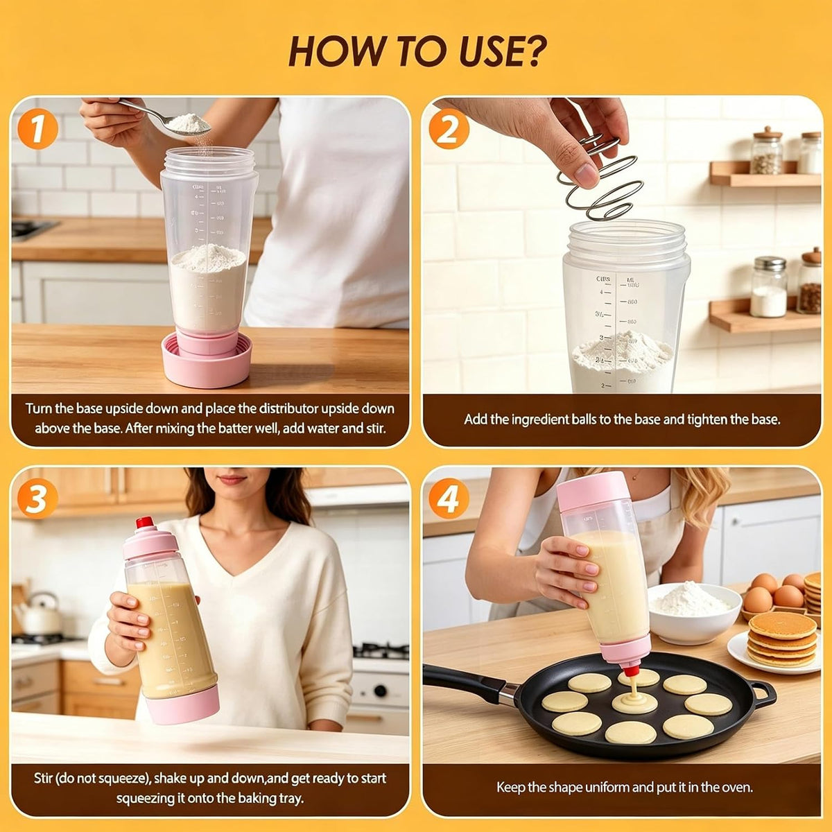 Pancake Batter Dispenser Bottle Kit with 7 Accessories, 2 Pack 34oz
