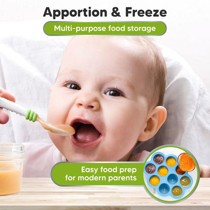 KeaBabies Silicone Food Freezer Trays with Lid, 2oz x 10 Pods Baby Food Storage Containers, Easy Puree Meal Prep, Breast Milk Silicone Freezer Molds, Dishwasher, Microwave Safe, BPA-Free (Slate)