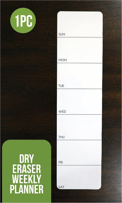 Iconikal Dry Erase Self-Adhesive Static Cling Weekly Planner, White, 14 x 3.5-Inches