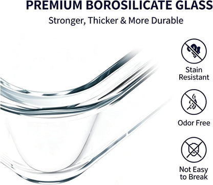 Glass Food Storage Containers with Lids, 3 Pack (14oz / 24oz / 36oz), Glass Meal Prep Containers, Airtight & Leak Proof Bento Boxes, Microwave Oven Freezer Safe Kitchen Storage Containers