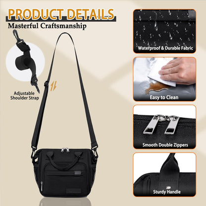 TuErCao Small Lunch Bag Lightweight Insulated Lunch Box for Women Work Portable Soft Cooler for Picnic Travel Road Trips, Loncheras para Mujer, Black