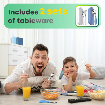 Toddler Utensils, Toddler Forks and Spoons, Baby Utensils Set with Storage Box for Self Feeding Safe, Dishwasher Safe (2 Set with Case)