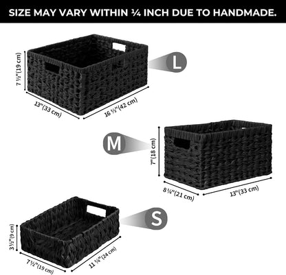 GRANNY SAYS Wicker Storage Baskets for Shelves, Water Hyacinth Basket with Scalloped Edge, Storage Wicker Baskets for Pantry, Large, 2-Pack