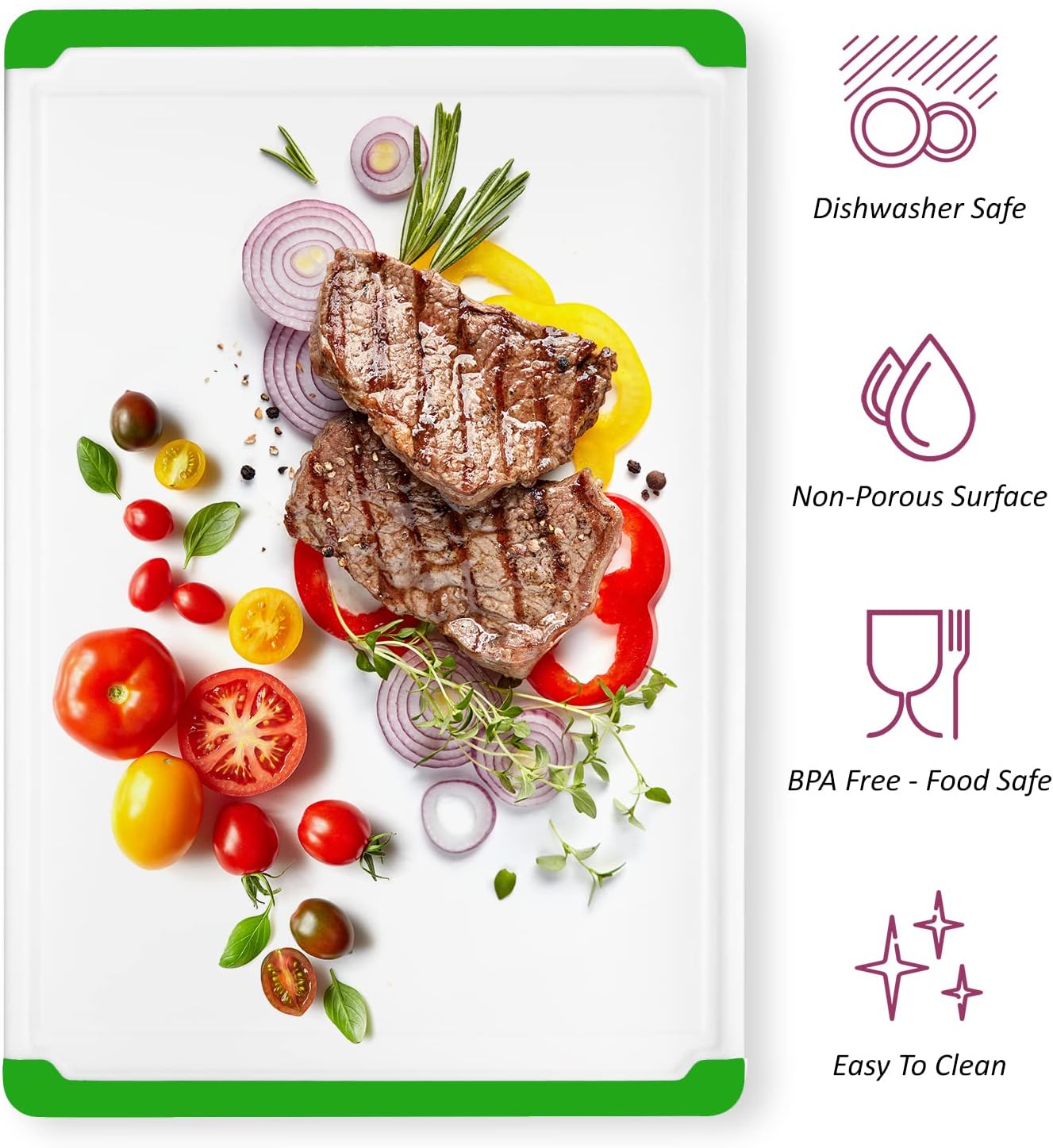 Plastic Cutting Board for Kitchen - Extra Large Cutting Board 18 Inch Reversible Chopping Board, Juice Groove, Non Slip Feet, Dishwasher Safe, BPA Free Large Cutting Board for Meat Vegetables Fruit