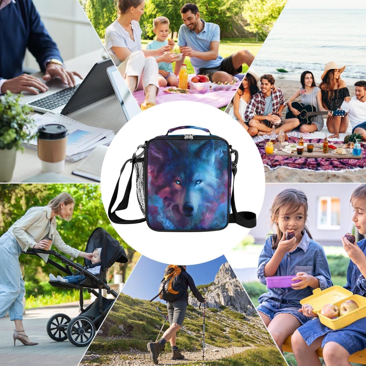 cfpolar Skull Skateboard Lunch Box for Boys Girls, Insulated Lunch Bags for Kids Reusable Mini Cooler Lunch Tote Lunchbox Thermal Meal Tote Kit with Shoulder Strap for Work School Picnic