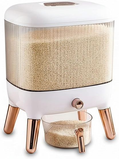 FromUS2U Rice Container, 25 Lbs Airtight Grain Dispenser, Large Cereal Dispenser Countertop for Kitchen Space-Saving Food Bin with Easy Pour Design for Pantry Organization