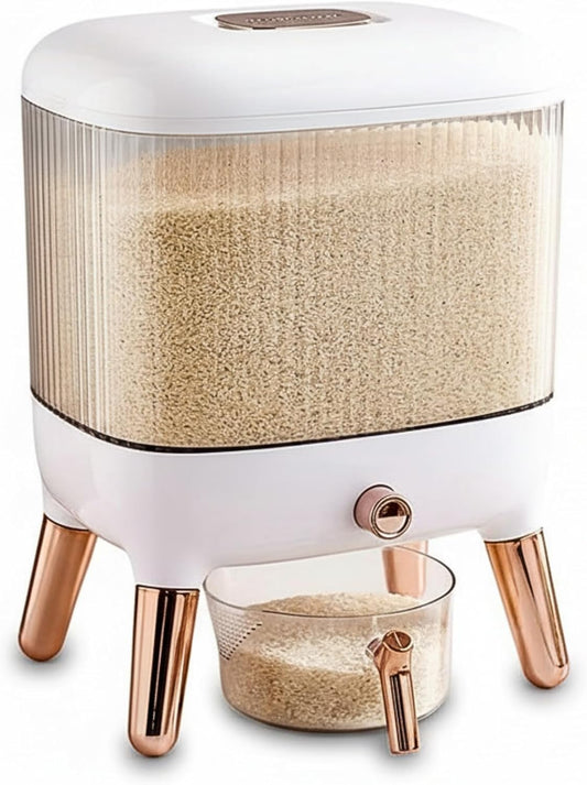 FromUS2U Rice Container, 25 Lbs Airtight Grain Dispenser, Large Cereal Dispenser Countertop for Kitchen Space-Saving Food Bin with Easy Pour Design for Pantry Organization