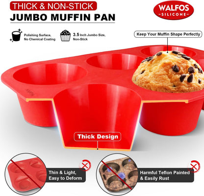Walfos Silicone Muffin Pan - 12 Cups Regular Silicone Cupcake Pan, Non-stick Great for Making Muffin Cakes, Tart, Bread - BPA Free and Dishwasher Safe