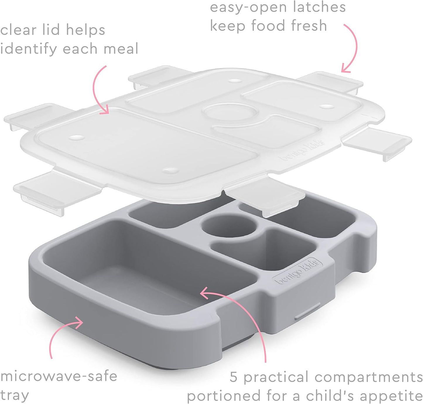 Bentgo® Kids Prints Tray with Transparent Cover - Reusable, BPA-Free, 5-Compartment Meal Prep Container with Built-In Portion Control for Healthy Meals At Home & On the Go (Mermaids in the Sea)