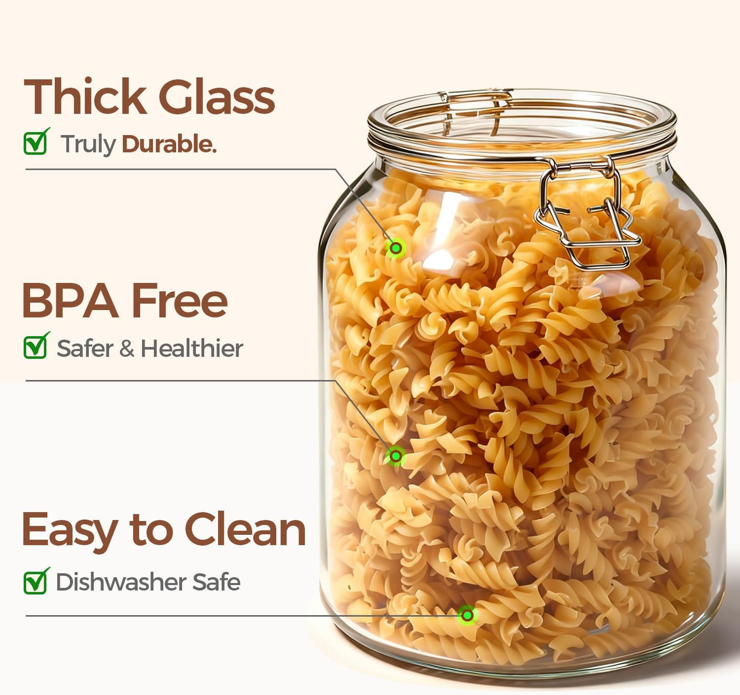 ComSaf Glass Pantry Jars with Airtight Lids 0.7 Gallon 2 Pack Wide Mouth | Flour sugar rice, Sourdough pickling, Pantry organization, Scoop included, Baking supplies, Bulk food storage, Large capacity