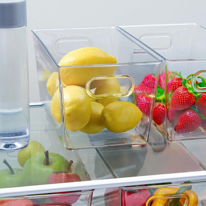 Set of 4 Clear Plastic Storage Bins With Handles, Containers To Organize Pantry, Fridge, Cabinet, Kitchen, Countertop, Closet, Cupboard, Home Organization and Storage