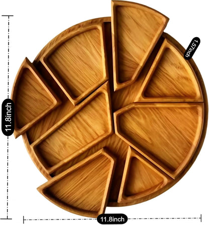 Decorative Wooden Puzzle Serving Tray, Entertainment Platter for Food and Drinks, Unique Fun Design(11.8in*11.8in)