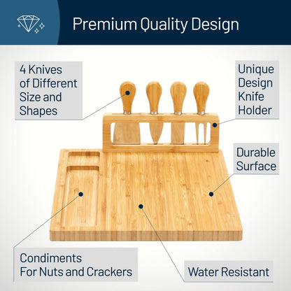 Bamboo Cheese Board and Charcuterie Boards Set & Serving Tray