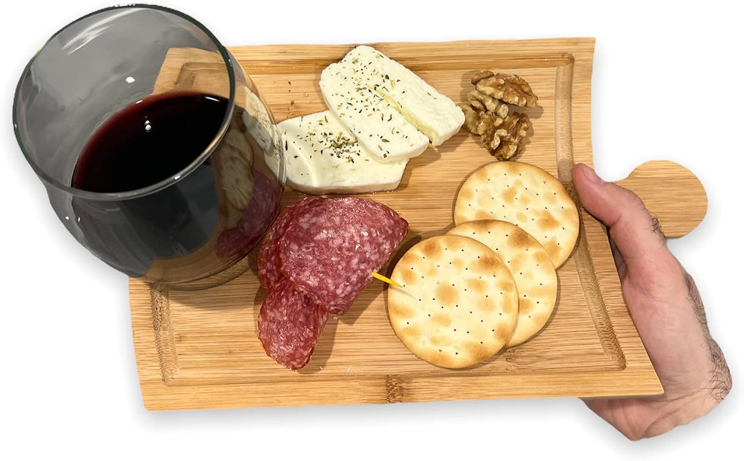 Bamboo Charcuterie Boards Set - Unique Puzzle Piece Design with Wine Glass Holder - Puzzle Charcuterie Cheese Board, Serving Tray - Set of 3