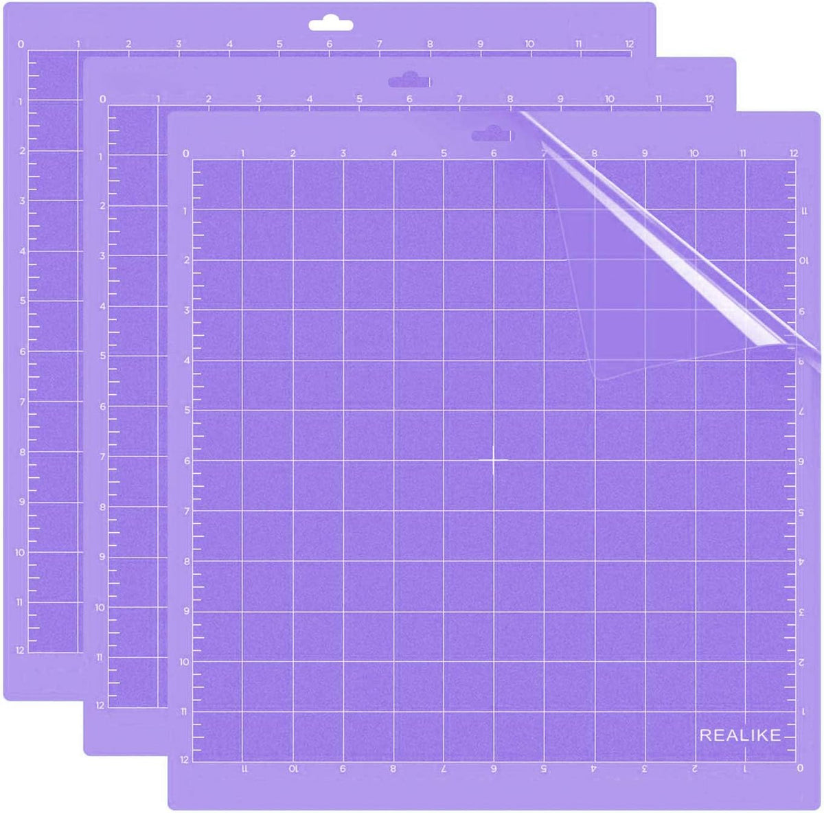 REALIKE 12x12 Light Cutting Mat Compatible with Cricut Maker 3/Maker 4/Maker/Explore 3/4/Air 2/Air/One(3 Mats), Gridded Adhesive Non-Slip Cut Mat for Crafts, Quilting, Sewing and All Arts