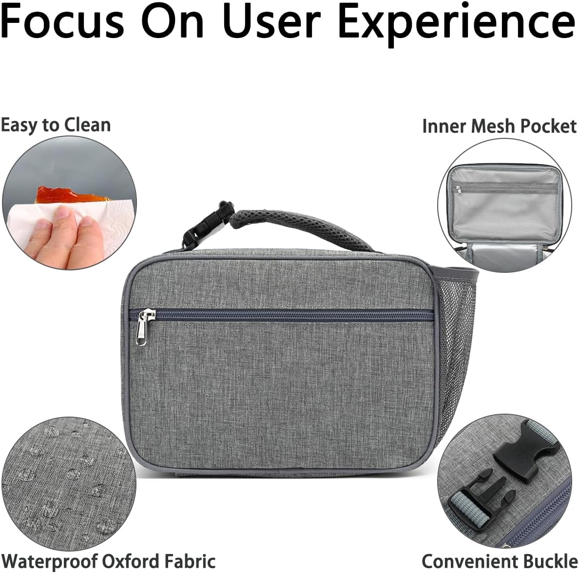 GYEUKHAM Insulated Lunch Box for School, Thermal Reusable Durable Freezable Lunch Bags for Kids Boys Girls Men Women - Small Soft Cooler Portable Lunch Tote Kit for Work Picnic Travel,Black
