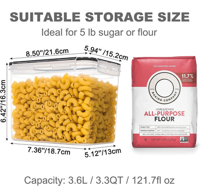 PANTRYSTAR Large Food Storage Containers with Lids Airtight 5.2L /176Oz, for Flour, Sugar, Baking Supply, 3PCS BPA Free Plastic Canisters for Kitchen Pantry Organization
