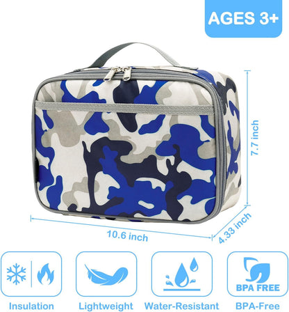 FlowFly Kids Lunch box Insulated Soft Bag Mini Cooler Back to School Thermal Meal Tote Kit for Girls, Boys, Black