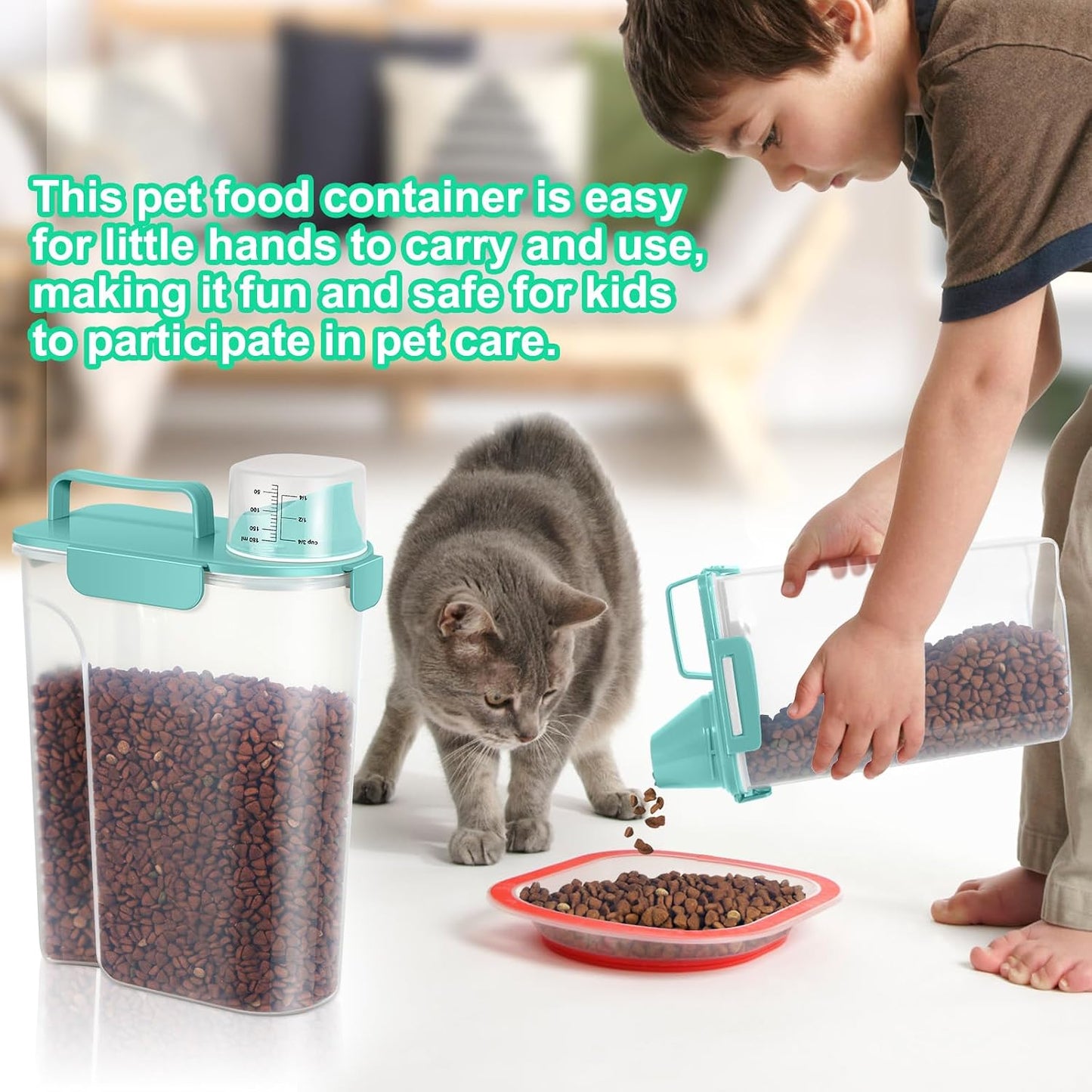 TBMax Pet Food Storage Containers 2 Pack 8-10 Lbs Airtight Dog Food Container Dispenser with Large Spout & Portable Handle, Travel Dog Treat Cat Food Storage Bin Bird Seed Container
