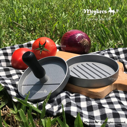 Meykers Burger Press 100 Patty Papers Set | Non-Stick Hamburger Press Patty Maker Mold with Free Wax Paper Sheets | Meat Beef Cheese Veggie Burger Maker for Grill Griddle BBQ Barbecue | BPA Free