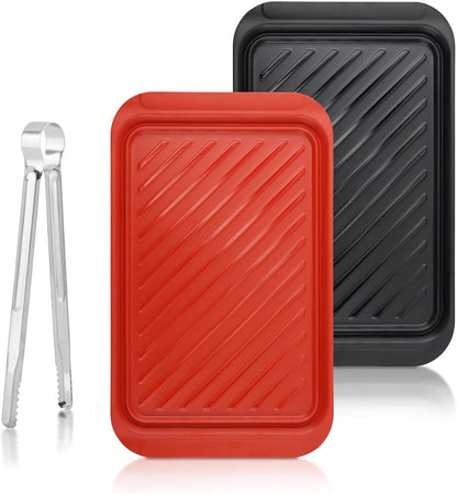 2Pack Grilling Prep and Serve Trays,Melamine Serving Tray for Food,Grilling Prep Trays BBQ Platters for Cooked and Ra-w Meat, Outdoor, Party,Marinating Meats