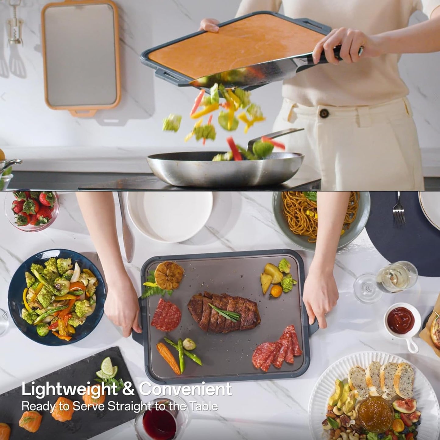 Titanium Cutting Board for Kitchen, Double Sided Pure Titanium and Wood Fiber Cutting Board with Juice Groove, Food Grade Material, for Chopping Meat/Vegetables/Fruit Dishwasher Safe 16"×11"
