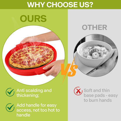 Microwave Splatter Cover for Food with Anti-scald Base Plate,Large Plastic & Silicone Vented Avoid Scalding Collapsible Guard Lid, Plate & Kitchen Colander for Meal Prep-10.7 Inch (2pcs-Gray-Black)