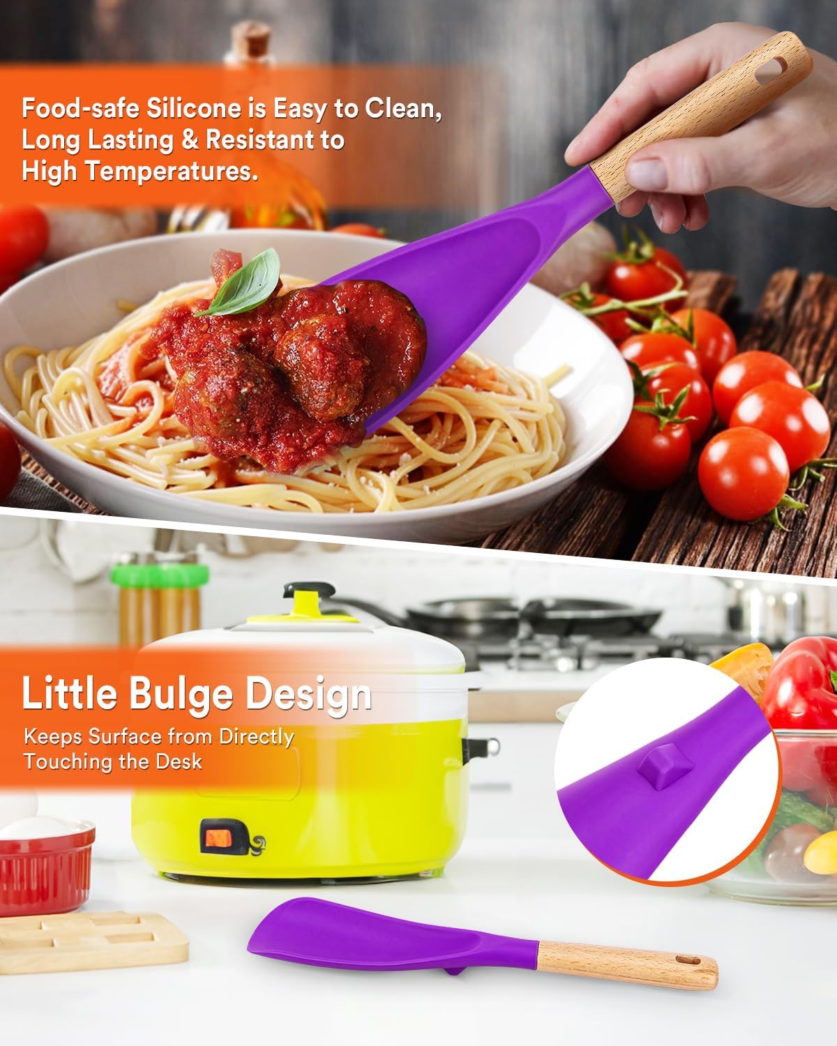 Badiano Cooking Spoon and Rice Scooper for Nonstick Cookware,Multi-function
