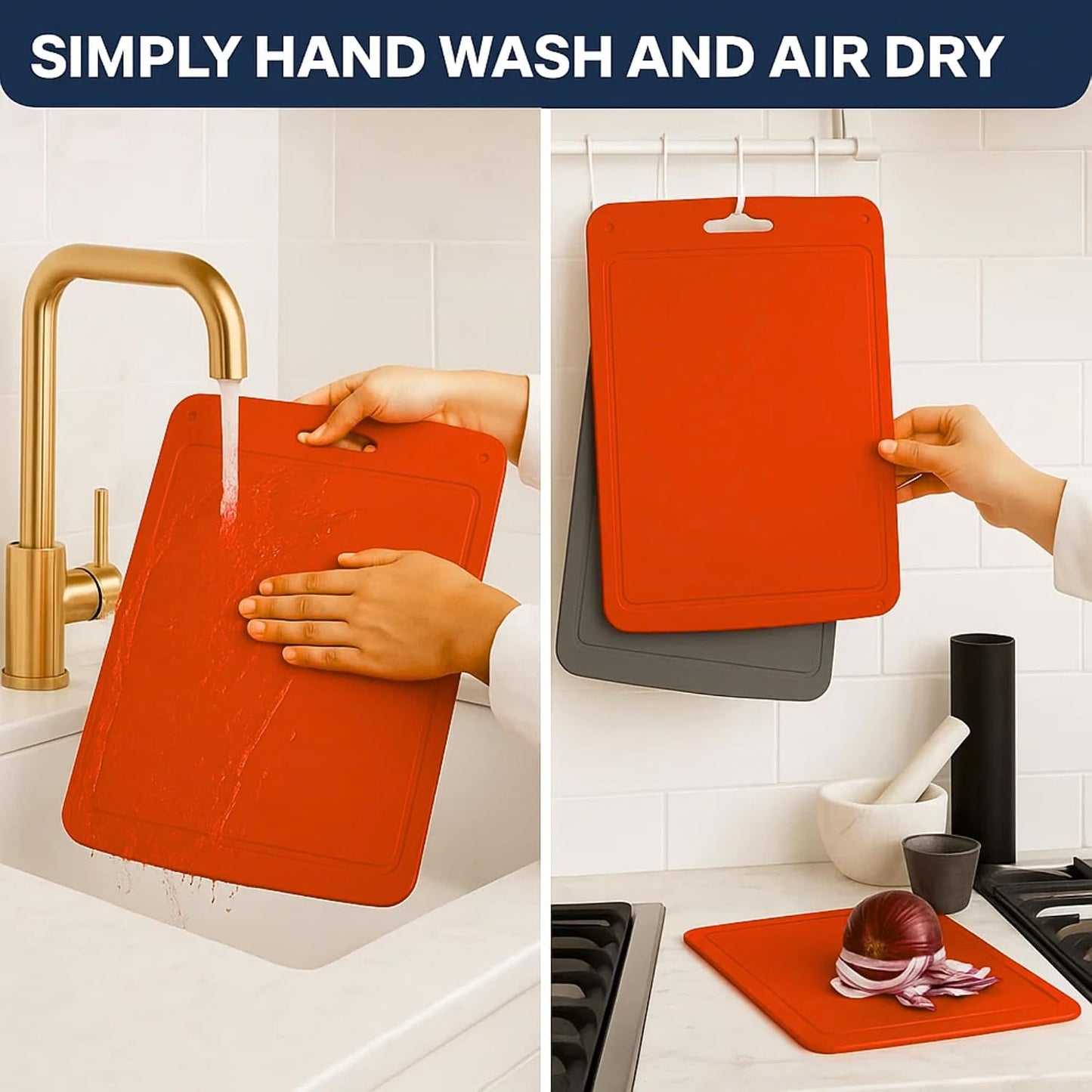 Silicone Kitchen Cutting Board with Handle – 16.8"x10.2" Foldable, Flexible, Large Chopping Mat, Heat Resistant Hot Pad, Non-Slip, Dishwasher Safe, Food Prep Board for Camping, Travel, Made in Korea