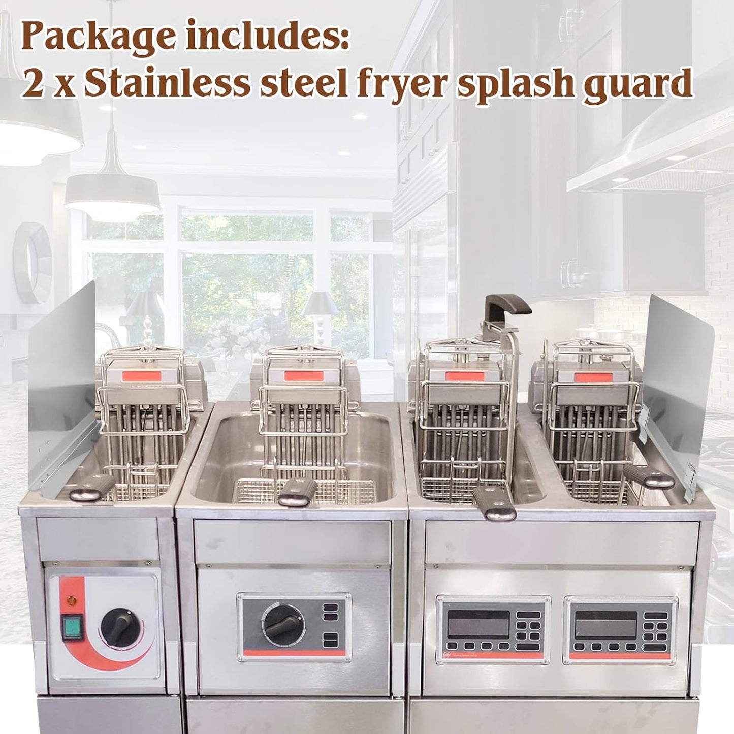 Ferraycle 2 Pack 20-1/2" W x 18" H 304 Stainless Steel Fryer Splash Guard for Stove & Kitchen, Oil Splatter Screen Protection, Heavy Duty Grease Barrier for Frying, Grilling, Easy Clean, Universal Fit