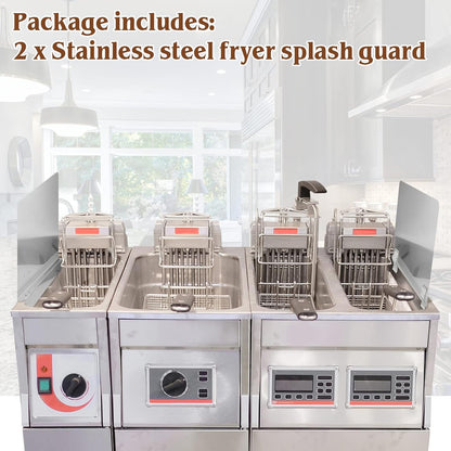 Ferraycle 2 Pack 20-1/2" W x 18" H 304 Stainless Steel Fryer Splash Guard for Stove & Kitchen, Oil Splatter Screen Protection, Heavy Duty Grease Barrier for Frying, Grilling, Easy Clean, Universal Fit