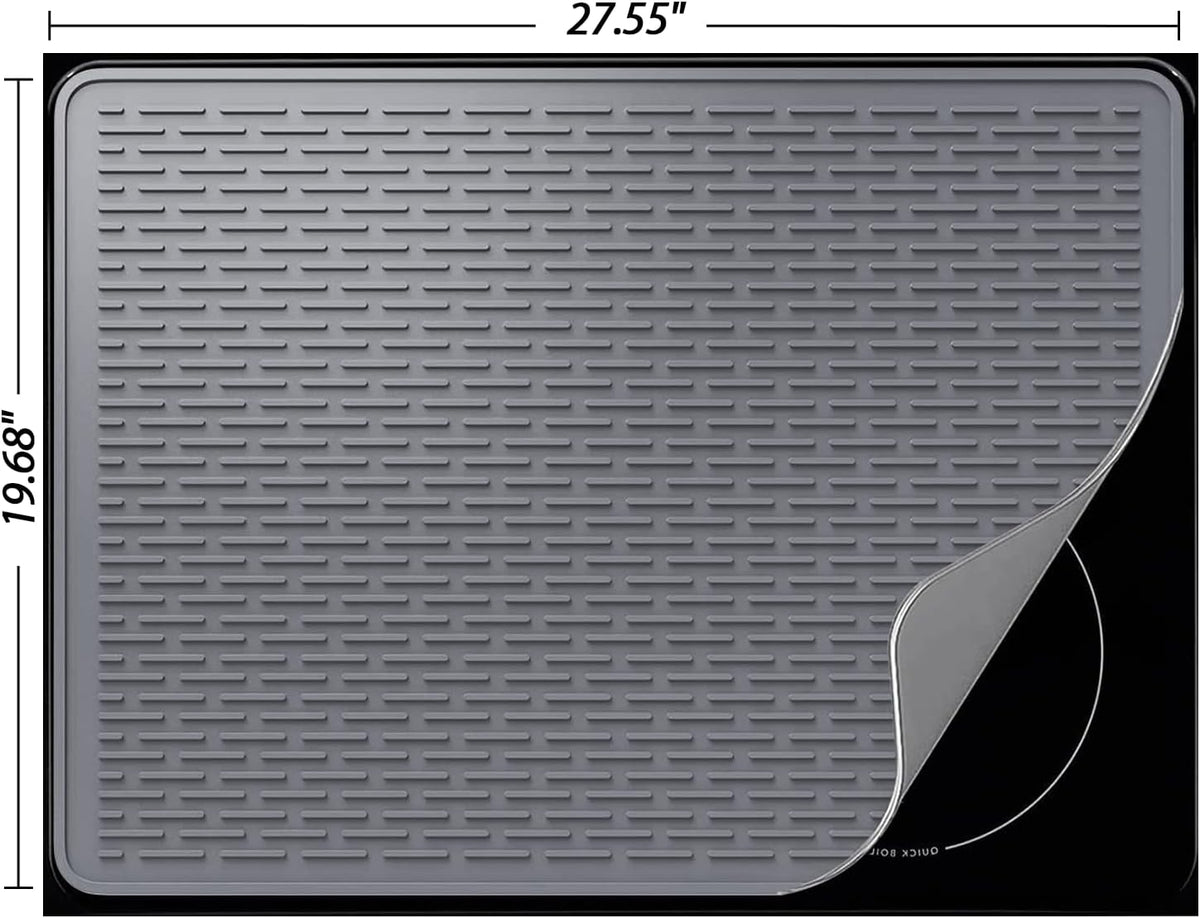 YUHFERA Stove Top Cover for Electric Stove - Silicone Stove Mat for Glass Top, Glass Cooktop Protector For Kitchen,Multi-functional Oven Covers for Electric Stove (Black,28 x 20)