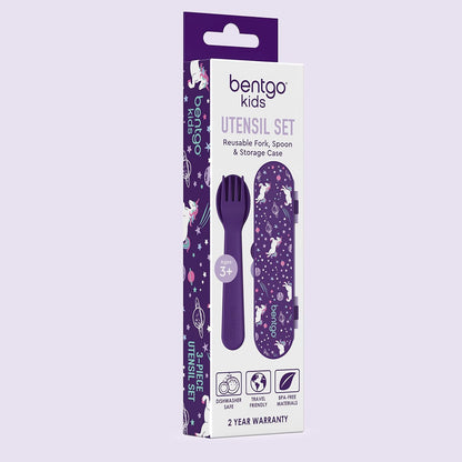 Bentgo Kids Utensil Set - Reusable Plastic Fork, Spoon & Storage Case - BPA-Free Materials, Easy-Grip Handles, Dishwasher Safe - Ideal for School Lunch, Travel, & Outdoors (Shark)