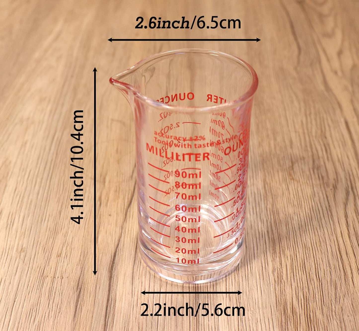 Ackers 3oz/90ml Glass Measuring Cup – Shot Glass with Double Scale-Ounce,Ml Markings for Kitchen & Bar(Black Line)