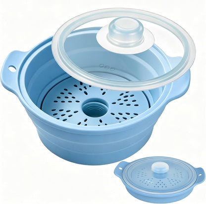 FUNKYLEE 42oz Collapsible Silicone Microwave Steamer for Vegetables, Green
