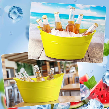 Patelai 6 Pcs Ice Buckets Bulk, Plastic Ice Buckets with Handles, Oval Storage Tub, Large Capacity Drink Tub for Party Bar Wine Beer Champagne Beverage Bottle Cooler(4.5 Liter,Clear)