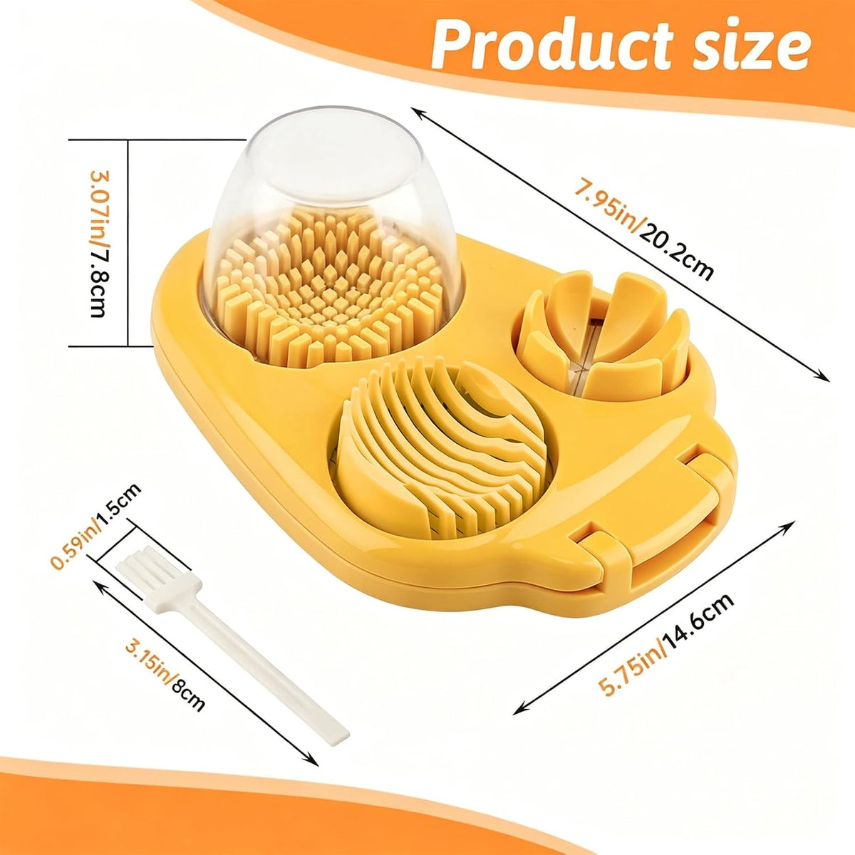 3-in-1 Egg Slicer for Hard Boiled Eggs, with Cleaning Brush