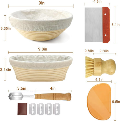 Sourdough Banneton Bread Proofing Basket Set of 2, 9'' Round