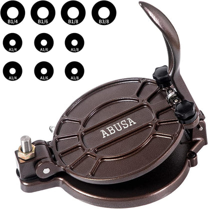 ABUSA Thickness Adjustable Tortilla Press 8 Inch Tortilla Maker Black - Roti, Dough Press, Dosa, Tawa, Tamale, Pizza, Pie, Patty (Extra Oil Paper or Patty Paper needed)