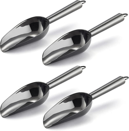 E-far Mini Scoop, 3 Ounce Stainless Steel Kitchen Utility Scoops, Ideal for Candy/Ice Cube/Flour/Sugar/Coffee Bean/Protein Powder, Food Grade & Anti Rust, Easy Clean & Dishwasher Safe (4 Pack)